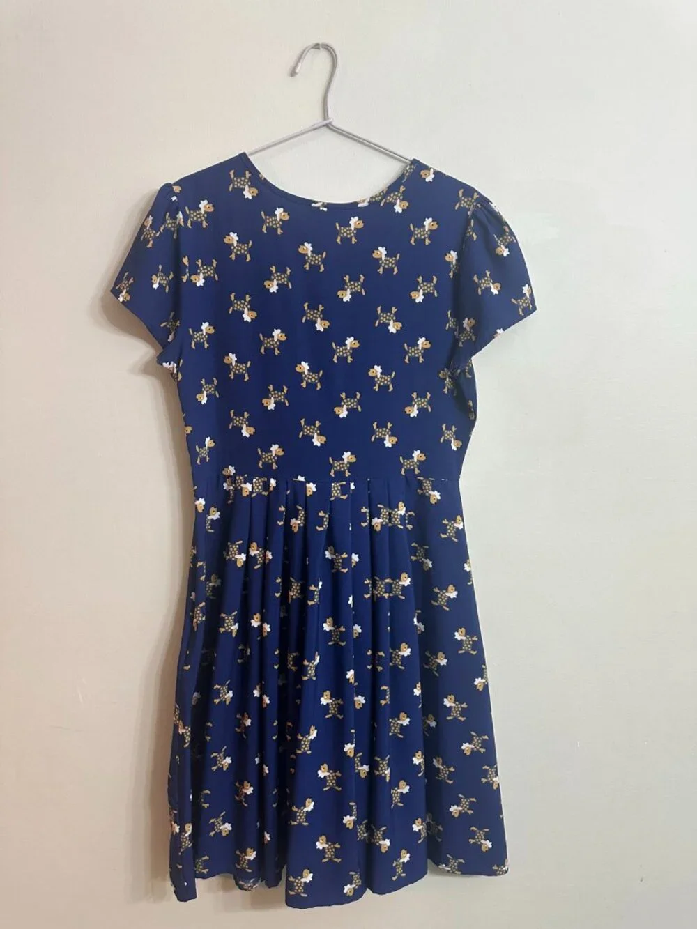 ModCloth Fervour Parisian Dog Print Dress Blue Large Novelty Retro A-Line - Picture 3 of 9